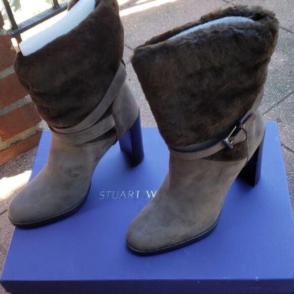 Stuart Weitzman Brown Crisscross Suede Boots size 10 - Picture 2 of 5